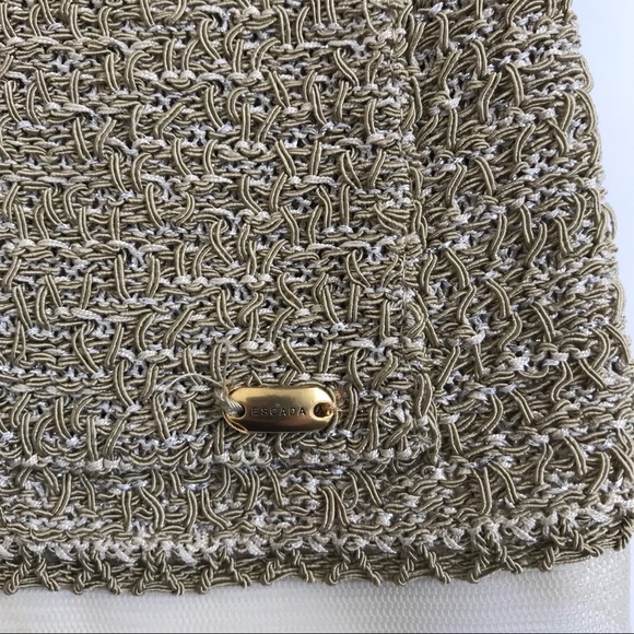 Escada Metallic Gold Holiday Cardigan with Elbow Patches S - Picture 5 of 8